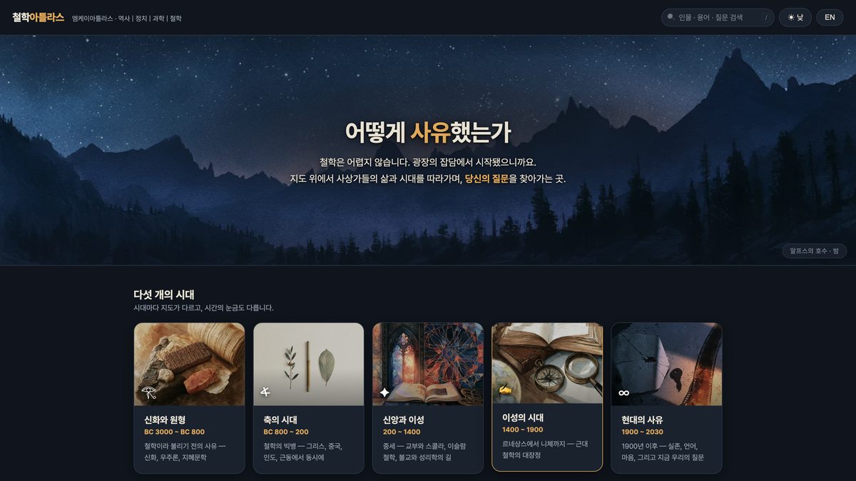 철학아틀라스 화면 — 다섯 개의 시대
